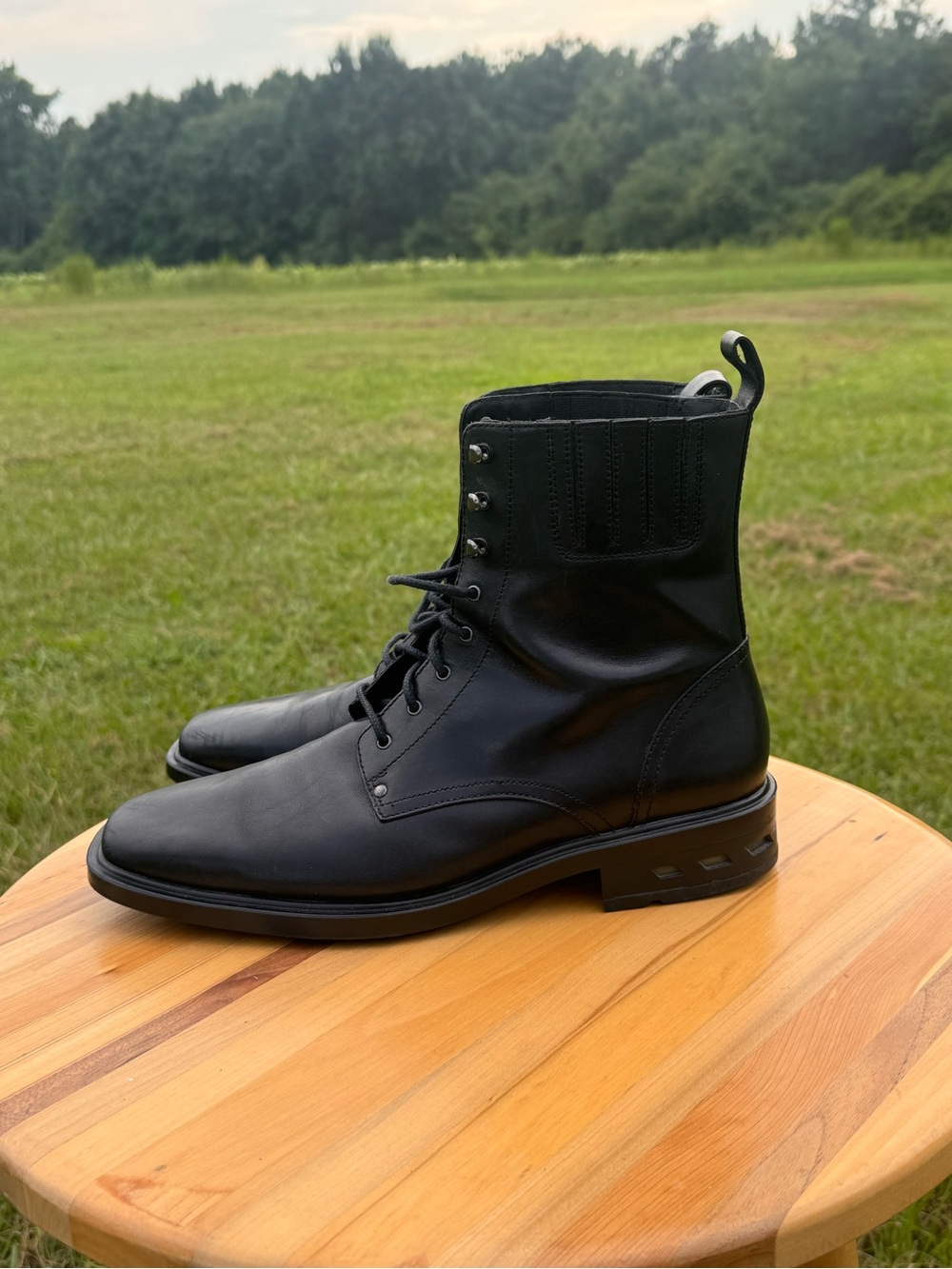 Men's Rockport Black Leather Lace-Up Boots